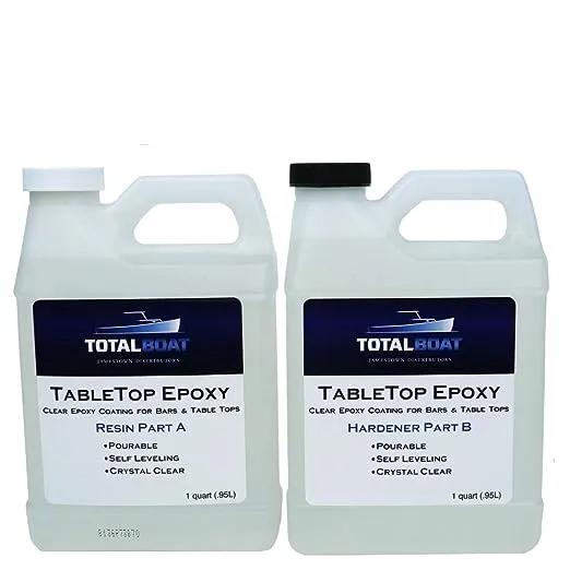 TotalBoat Table Top Epoxy Resin 2 Quart Kit - Crystal Clear Coating and Casting Resin for Bar Tops, Table Tops, Wood, Concrete, Epoxy Art & CraftsTotalBoat Table Top Epoxy Resin 2 Quart Kit - Crystal Cl…