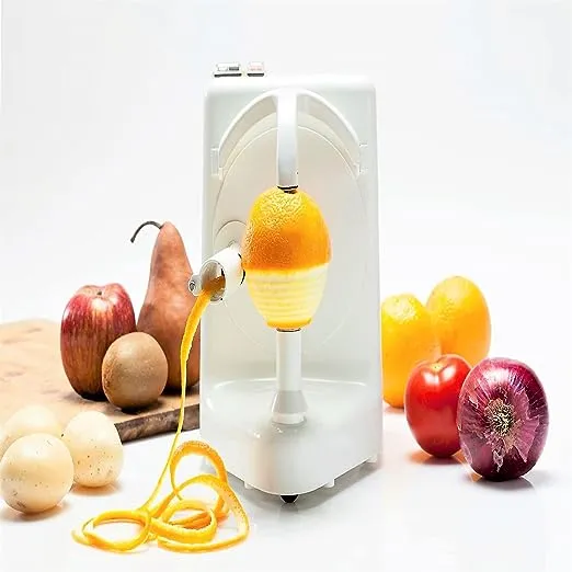 Pelamatic - Automatic Orange Peeler Pro | Peels 3 Fruits/Vegetables Per Minute | Electric Apple/Orange/Potato Peeler | Rust-Resistant, Easy Cleanup, White, One Size, Plastic