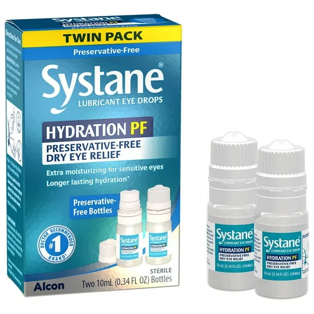 Systane Hydration Multi-Dose Preservative-Free Eye Drops Dry Eye Relief Twin Pack (2x10ml)