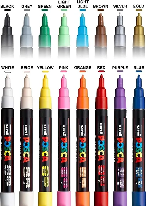 Posca 16-Color Acrylic Paint Marker Set