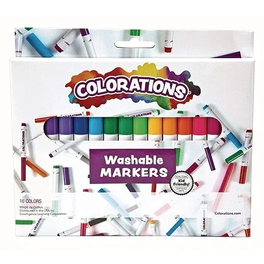 Colorations Classic Markers, Conical Tip, 16 Bold Colors, Coloring, Paper, Kids, Posters, Drawing, Bold Colors, Home, Classroom, School Supplies, Art