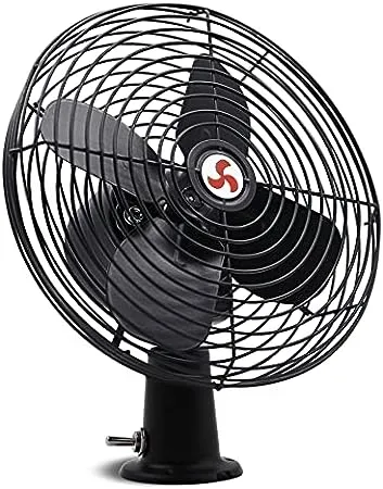 12V RV Cooling Fan with 2-Speed Switch, 8.75-Inch Heavy Duty Black Metal Fan