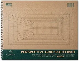 Koala Tools - 40-Sheet Sketch Pad for 1-Point Perspective Drawing, Spiral Bound ...