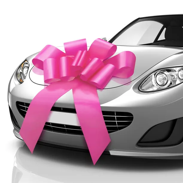 30 Inch Giant Pink Car Gift Bow, Polypropylene Indoor / Outdoor Décor Bow By Mata1