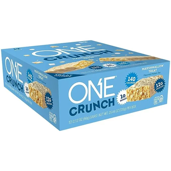 ONE Protein Bars, CRUNCH Marshmallow Treat, Gluten Free Protein Bars with 12g Protein and only 1g Sugar, Healthy and Guilt-Free Snacking for any Occasion (12 Count)