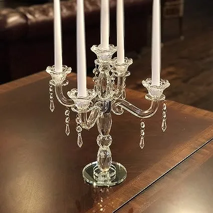 Allgala 5-Arm Crystal Candelabra Taper Candlestick Candle Holder