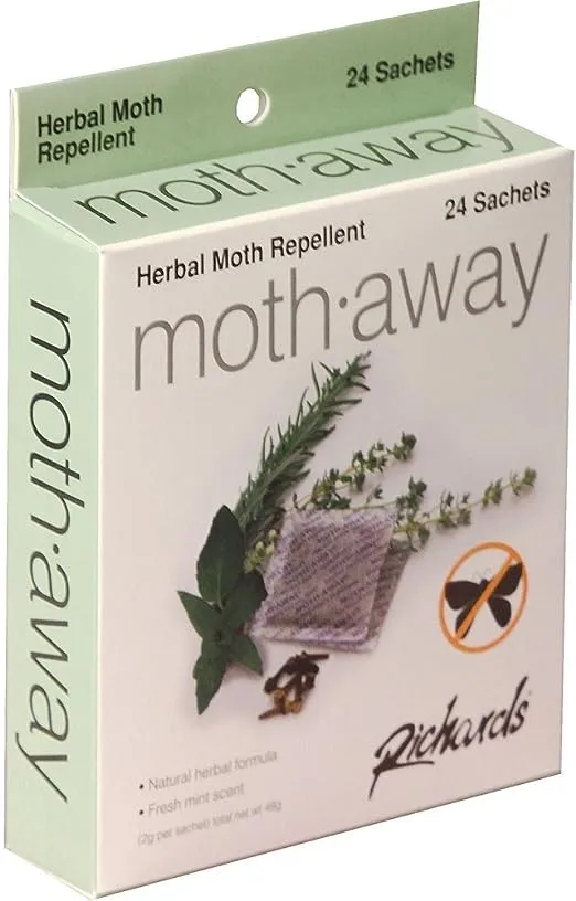 Richards Homewares Moth Away Sachets Nontoxic (White) (1-Pack of 24 Sachets)Richards Homewares Moth Away Sachets Nontoxic (White) (1-Pack of 24 Sachets)