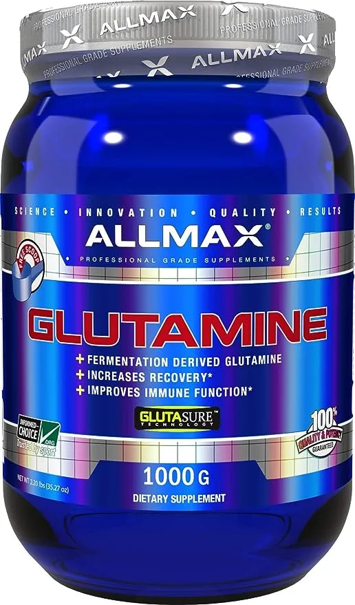 ALLMAX Essentials GLUTAMINE - 1000 g Powder - Fermentation-Derived Glutamine - Increases Recovery & Supports Immune System - Gluten Free & Vegan - 200 Servings