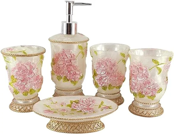 LUANT Vintage Bathroom Accessories, 5Piece Bathroom Accessories Set, Bathroom Set Features, Soap Dispenser, Toothbrush Holder, Tumbler & Soap Dish - Bath Gift Set