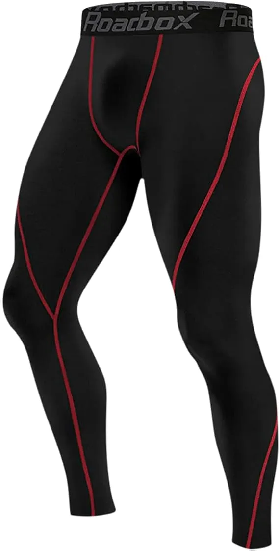 Roadbox 1, 2 or 3 Pack Men&#039;s Compression Pants Athletic Base Layer Cycling Tight