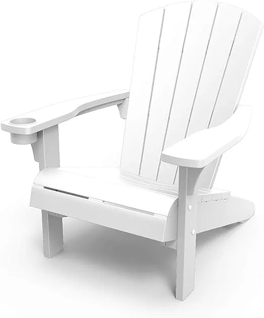 Keter Everest Adirondack Chair with Integrated Cupholder, Black Color