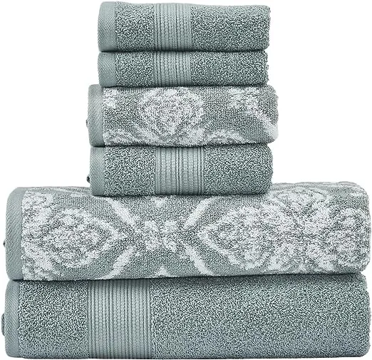 Modern Threads Amaris 6-Piece Reversible Yarn Dyed Jacquard Towel Set - Bath Towels, Hand Towels, & Washcloths - Super Absorbent & Quick Dry - 100% Combed Cotton, Gold