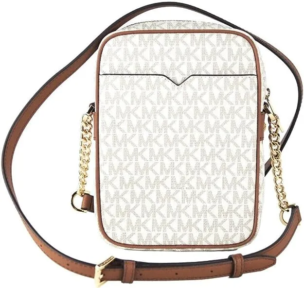 Michael Kors Jet Set Medium Vanilla PVC North South Chain Crossbody Handbag