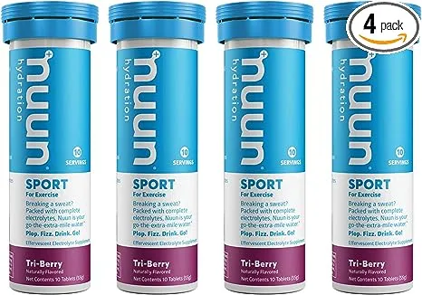 Nuun Sport: Electrolyte Drink Tablets, Tri-Berry,10 Count (Pack of 4)