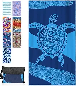 POUFIHARS Beach Towel, 35x71 inches Oversized Sandfree Beach Towel, Microfiber Beach Towels for Adults, Absorbent Dry Fast Lightweight Compact, Beach Accessories for Swimming Yoga Sun-Bath Beach Chair