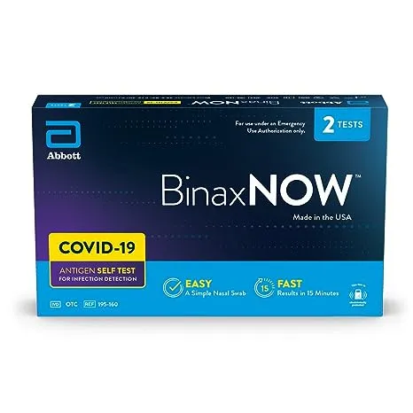 BinaxNOW COVID-19 Antigen Self Test, 1 Pack, 4 Tests Total, COVID Test With 15-Minute Results Without Sending to a Lab, Easy to Use at HomeBinaxNOW COVID-19 Antigen Self Test, 1 Pack, 4 Tests Total, COVID Test With 15-Minute Results Without Sending to a 