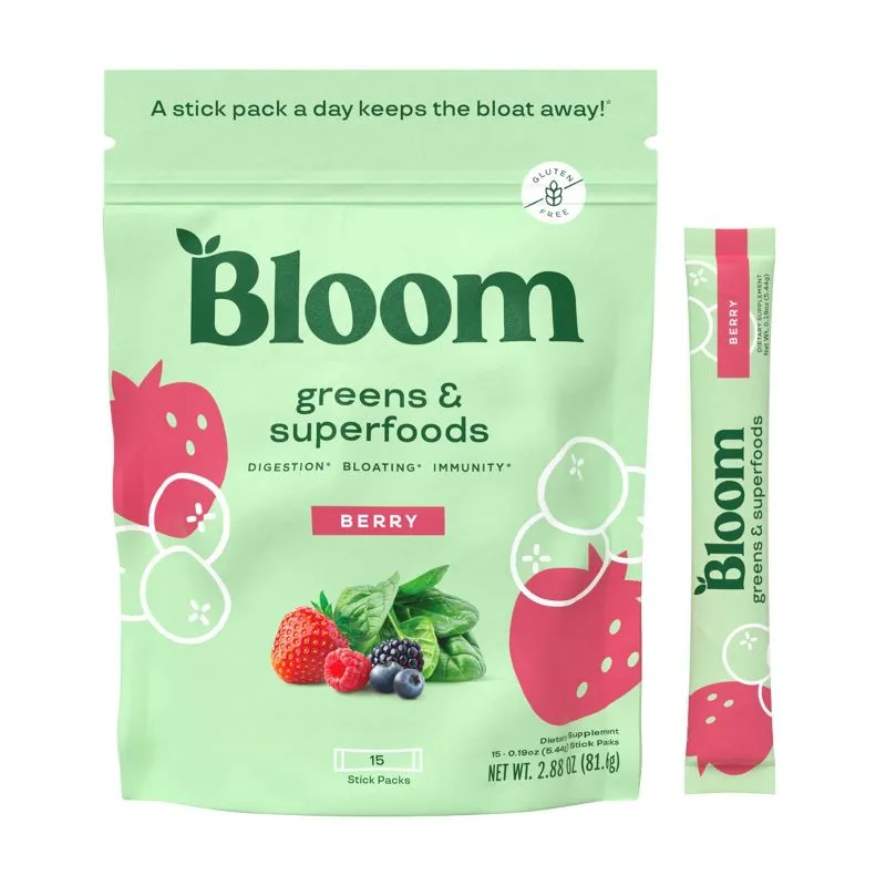 Bloom Nutrition Greens and Superfoods Powder - Berry - 4.8oz