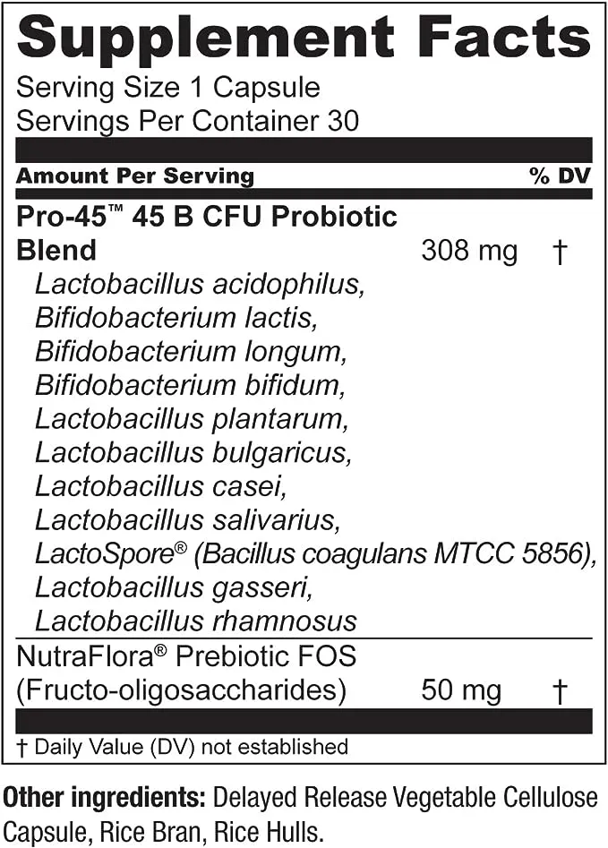 Live Conscious PRO45: Probiotic Formula, 45 Billion CFU, 11 Comprehensive strains. Dairy Free. Delayed Release Veggie caps. Promotes Immune and Digestive Health. 60 Capsules (2-Pack)