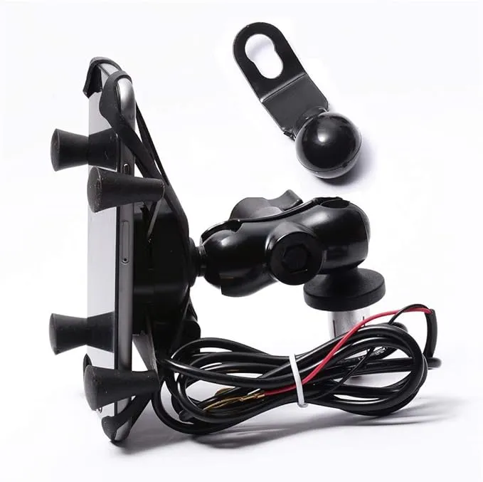 SIMINZICH Motorcycle Phone Holder Fork Stem Mount Bracket Motorcycle GPS Navigation Bracket for BMW S1000RR/ Yamaha YZF R1M/ Honda CBR VFR/Kawasaki Ninja USB Charge