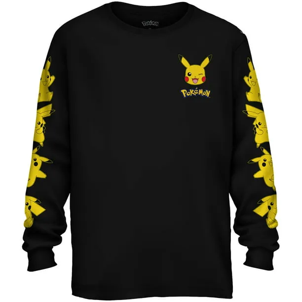 Pokemon Pikachu Long Sleeve Little & Big Boys Graphic T Shirt