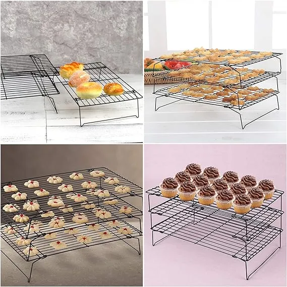 Coobbar Cooling Rack 3-Tier Stainless Steel Stackable Baking Cooking Cooling Racks for Cooling Roasting Grilling