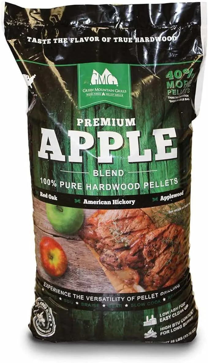 Wood Cooking Pellets Apple Pellet Blend 28 lb Bag Red Oak Hickory Applewood GMG