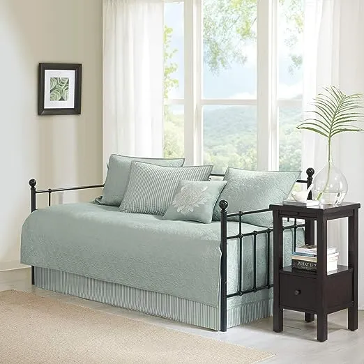 Home Essence Vancouver 6 Piece Reversible Daybed Cover Set, Seafoam