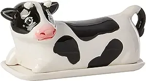 Boston Warehouse Farmhouse Cow Hand Painted Ceramic Butter Dish