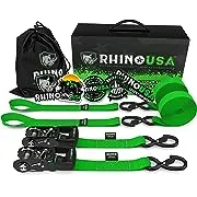 Rhino USA 1.6in x 8ft HD Ratchet Tie-Down Set (2-Pack Green)