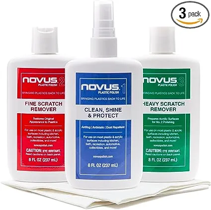 Plastic polish, Novus, full plastic treatment/rest<wbr/>oration kit, 8 oz, Set of 3