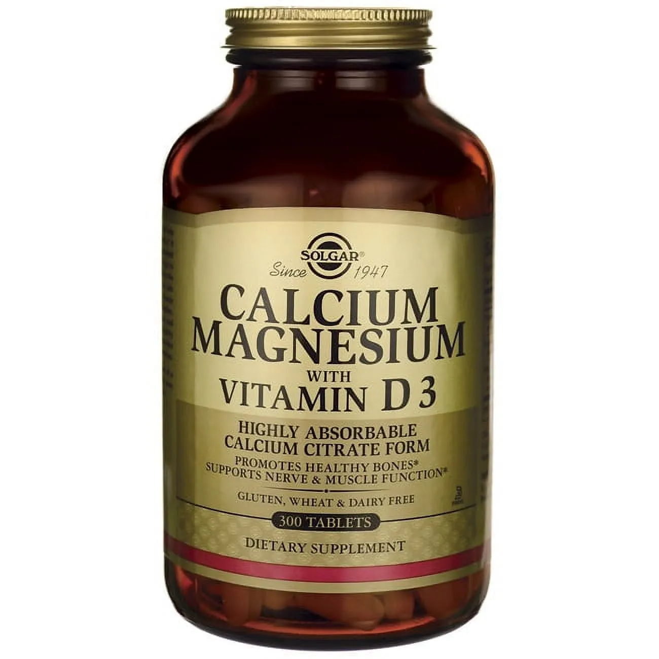 Solgar Calcium Magnesium with Vitamin D3, 300 Tablets - Promotes Healthy Bones, Supports Nerve & Muscle Function - Highly Absorbable Form - Non-GMO, Gluten Free, Dairy Free, Kosher - 60 Servings