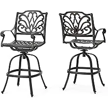 Noble House Alfresco Outdoor Bronzeed Cast Aluminum Barstools (Set of 2)