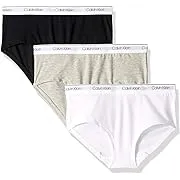 Calvin Klein Girls Kids Modern Cotton Hipster Underwear  Multipack Large Heather Grey  Classic White  Black - 3 Pack