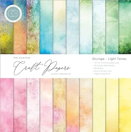 Double-Sided Paper Pad 12&#034;X12&#034; 30/Pkg-Grunge-<wbr/>Light Tones, 20 Designs, Multi