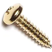 Sheet Metal Screw, #10 x 3/4 in, Brass Steel Pan Head Phillips Drive, 40 PK