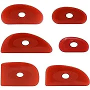 Pack of 6 Red Soft Silicone Pottery Ribs (Shapes 0-5) - Ultimate Ceramic Sculpting Tools Set, Smooths & Removes Finger Marks, Size: One Size