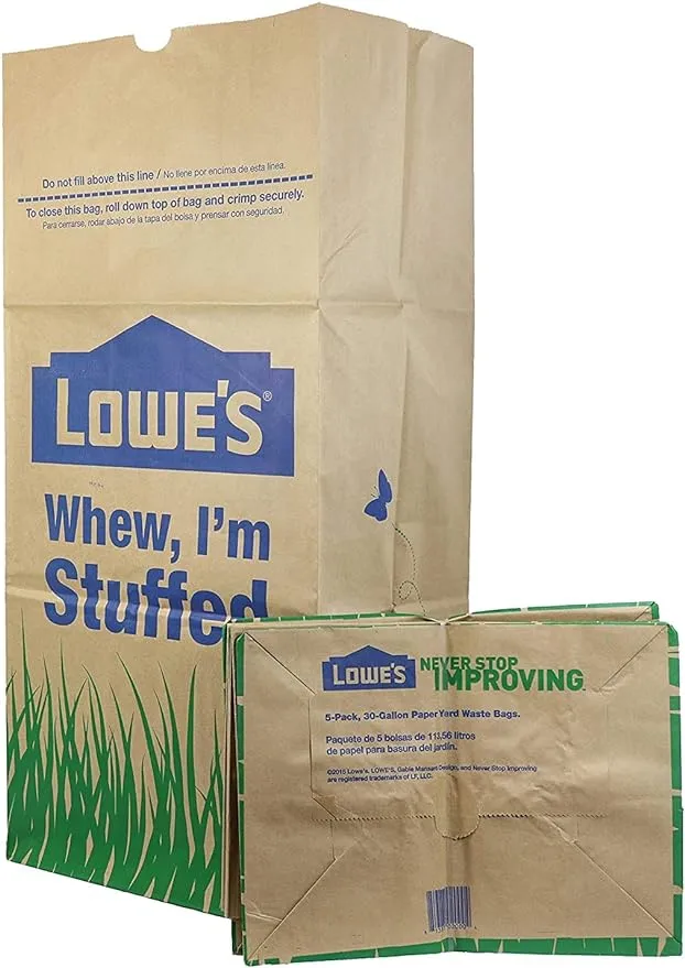 30 Gallon Paper Lawn and Leaf Trash Bags, Pack of 3 (15 Total)