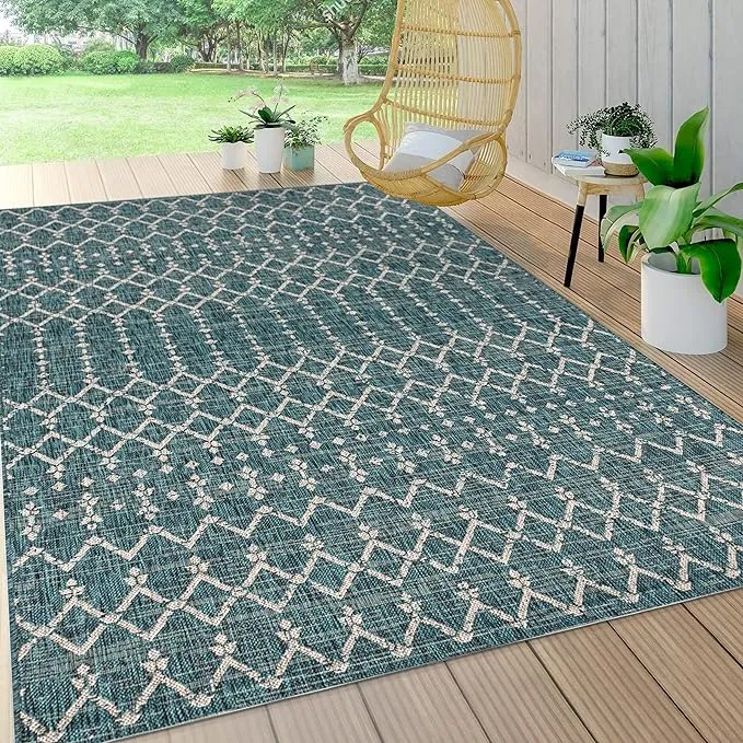 3'x5' Ourika Moroccan Geometric Textured Weave Indoor/Outdoor Area Rug, Natural/Black - Jonathan Y