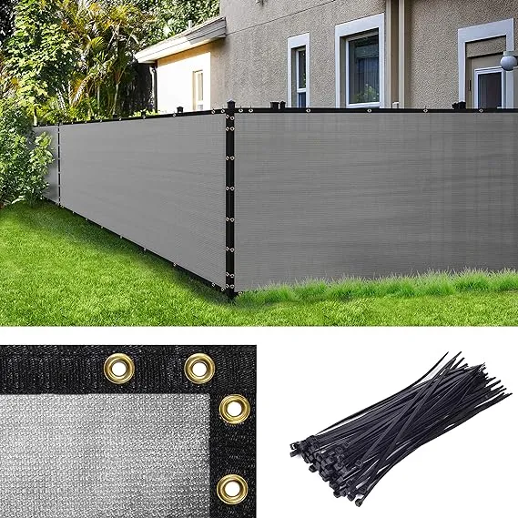 Cubilan 6 ft. x 50 ft. Grey Fence Privacy Screen Windscreen, with Bindings and Grommets, Heavy-Duty