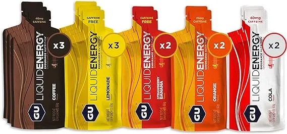 GU Energy Liquid Energy Gel With Complex Carbohydrates, 12-Count, Assorted Flavors