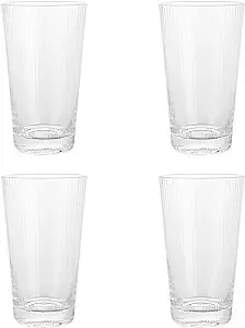 Elle Decor Ribbed Highball Glasses Set of 4 - 16 oz