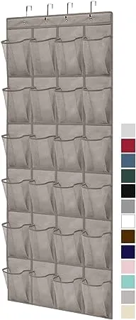 Gorilla Grip Over the Door Shoe Organizer 24 Large Breathable Mesh Pockets