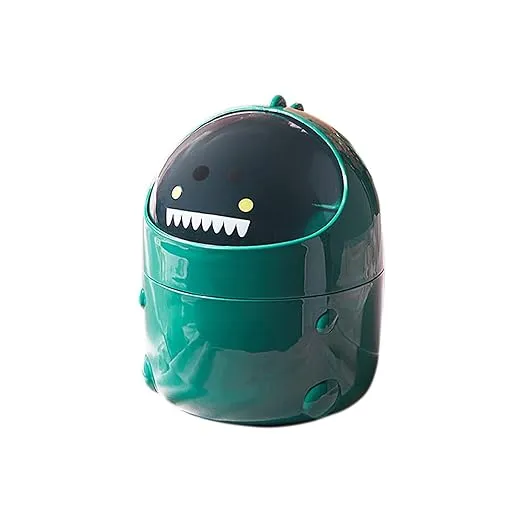 1.28 Gal Mini Desktop Trash Can with Lid, Cute Little Dinosaur Countertop Garbage ...