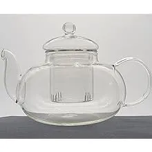 CNGLASS One-Touch Glass Teapot,27oz(800ml) Glass Tea Kettle with Stainless Steel Filter Lid,Stovetop Safe Tea Maker for Loose Leaf TeaCNGLASS One-Touch Glass Teapot,27oz(800ml) Glass T…