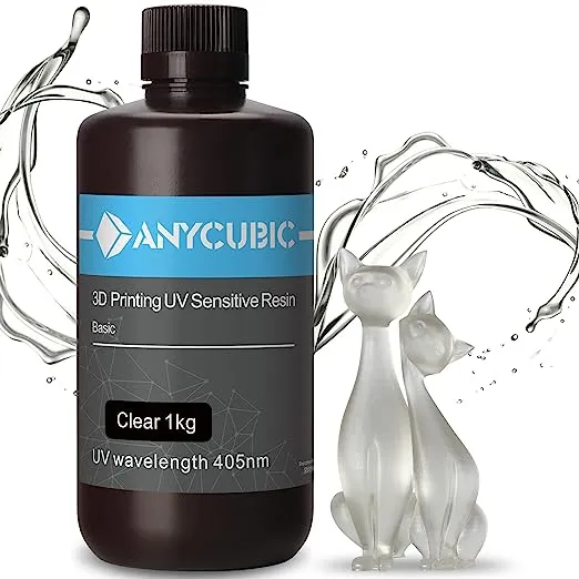 ANYCUBIC 3D Printer Resin, 405nm SLA UV-Curing Resin with High Precision and Quick Curing & Excellent Fluidity for LCD 3D Printing (Grey, 1kg)