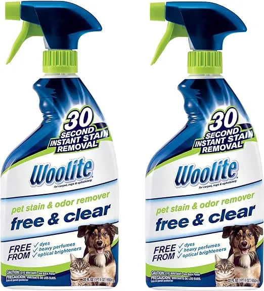 Woolite Free & Clear, Pet Stain & Odor Remover, 22oz Pack of 2, 2719