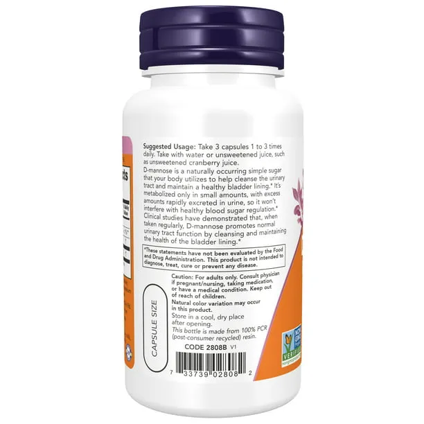 Now Foods D-Mannose 500 mg 60 Veg Capsules