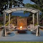 Joyside 11'x11' Outdoor Pergola with Sidewalls - Arched Top Outdoor Pergola with Metal Steel Frame and Textilene Top Canopy, Ideal for BBQ Party & Family Gathering, Grey TopJoyside 11'x11' Outdoor Pergola with Sidewalls - Arc…