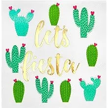 50 Pack Let’s Fiesta Taco Napkins for Party, Cinco De Mayo Party Decorations, Paper Margarita Napkins (5x5 In)