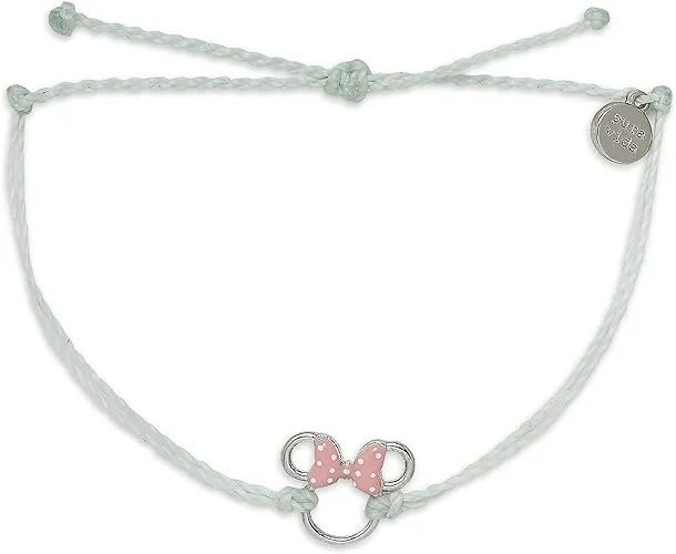 Pura Vida Silver Disney Minnie Mouse Bracelet - 100% Waterproof, Adjustable Band, Brand Charm - Winterfresh 